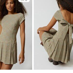 Urban Outfitters Bryan Bow-Back Pleated Mini Dress
